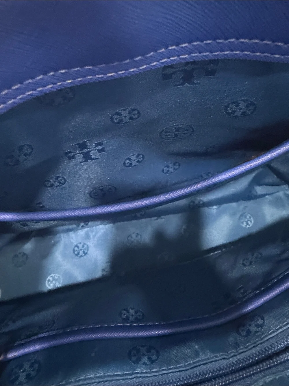 Tory Burch cobalt blue Saffiano crossbody tote